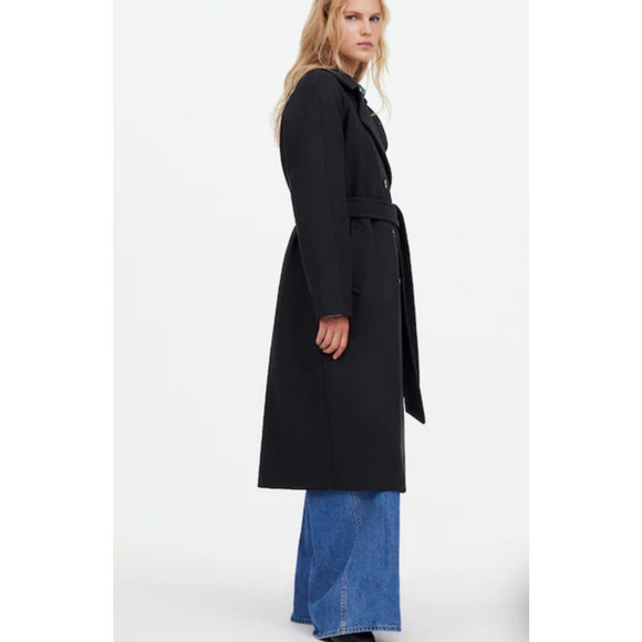 NWT Madewell Double Breasted Trench Coat True Black Size M - Picture 9 of 15